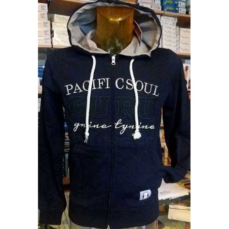 Felpa uomo Guru aperta con logo ricamato, tasche e cappuccio