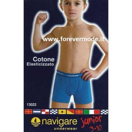 6 Boxer bambino Navigare in cotone con elastico esterno loggato