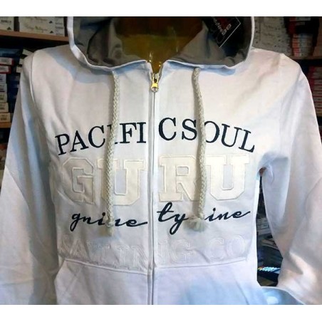 Felpa uomo Guru aperta con logo ricamato, tasche e cappuccio