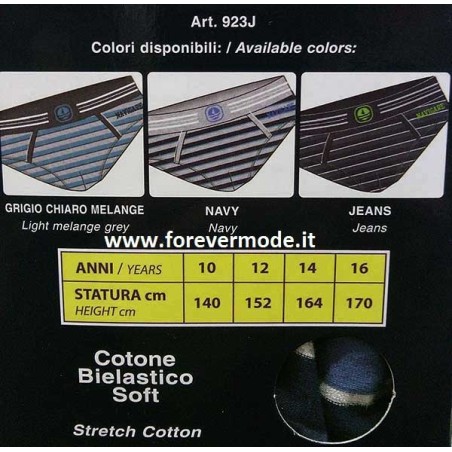6 Slip bambino Navigare in cotone rigato con elastico loggato