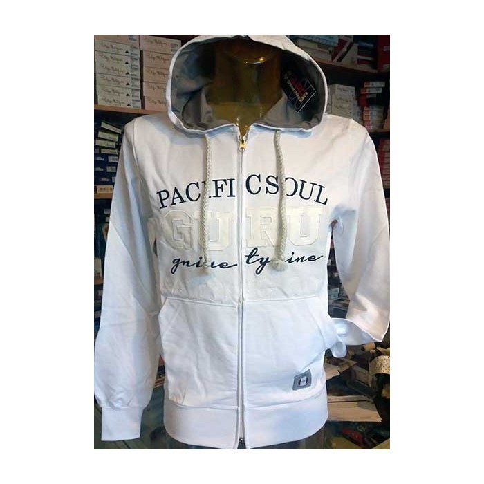 Felpa uomo Guru aperta con logo ricamato, tasche e cappuccio