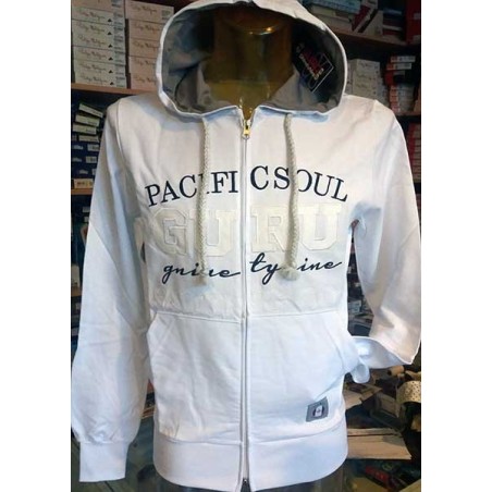 Felpa uomo Guru aperta con logo ricamato, tasche e cappuccio