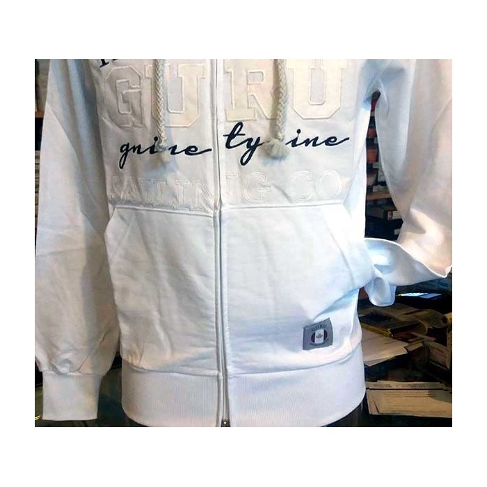 Felpa uomo Guru aperta con logo ricamato, tasche e cappuccio