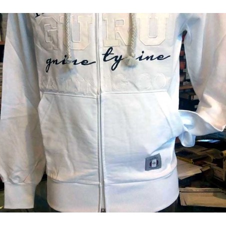 Felpa uomo Guru aperta con logo ricamato, tasche e cappuccio