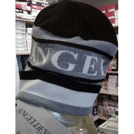 Berretta uomo Angel Devil rigata in misto lana con logo stampato