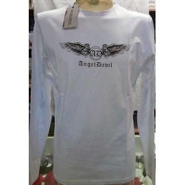 T-shirt uomo Angel Devil manica lunga a girocollo in cotone con stampa e borchie 2