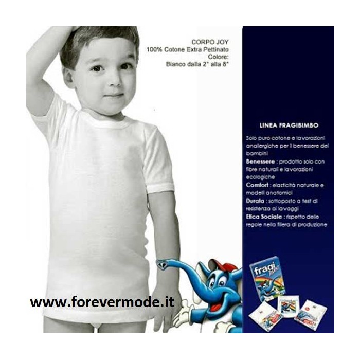 6 Maglie bambino Fragi manica corta girocollo, cotone pettinato