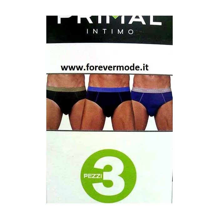 3 Slip uomo Primal in cotone con bande ed elastico loggato