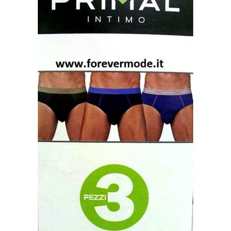 3 Slip uomo Primal in cotone con bande ed elastico loggato
