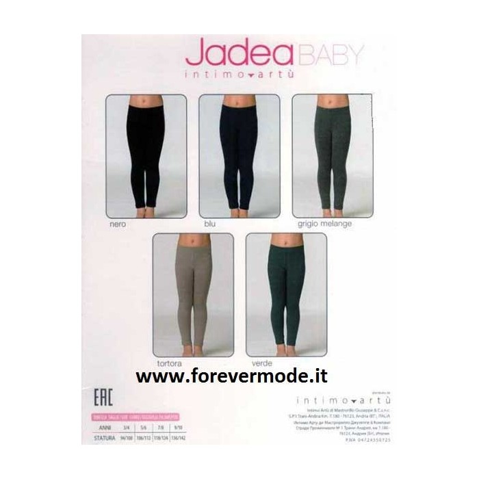 Leggings bambina Jadea lungo in cotone elasticizzato liscio