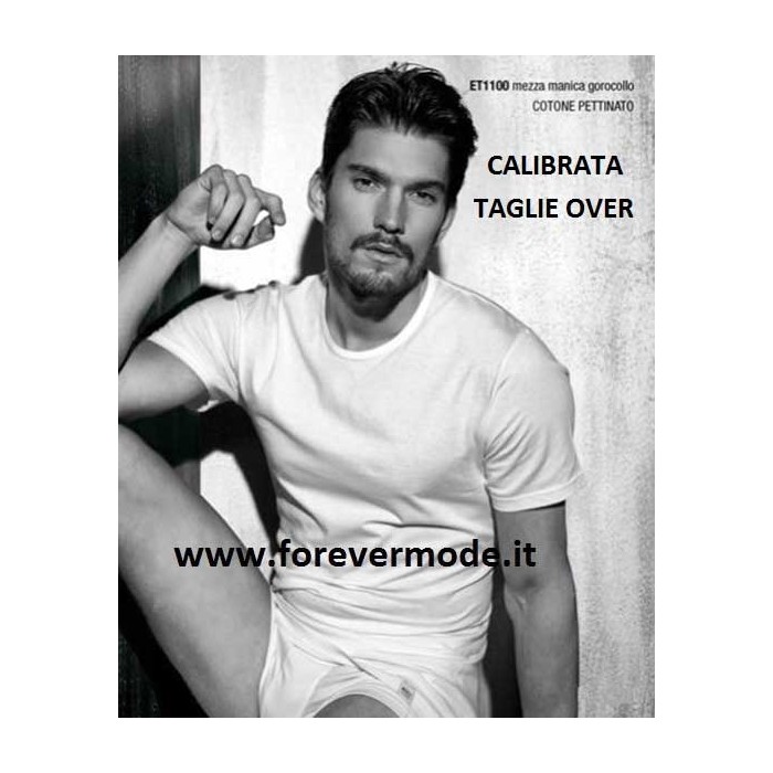 T-shirt uomo Enrico Coveri manica corta con girocollo basso in cotone Extra Large