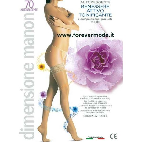 Autoreggente donna Manon 70 maglia liscia balza in pizzo