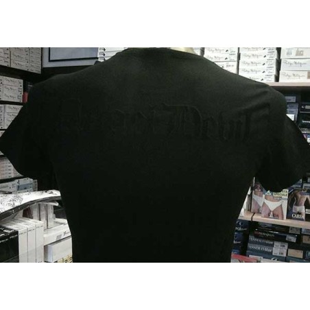 T-shirt uomo Angel Devil manica corta a girocollo in cotone con stampa logo effetto velluto