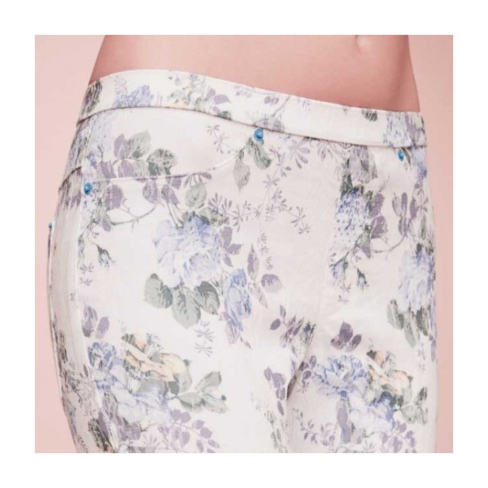 Leggings donna Philippe Matignon floreale su jaquard tasche sul retro
