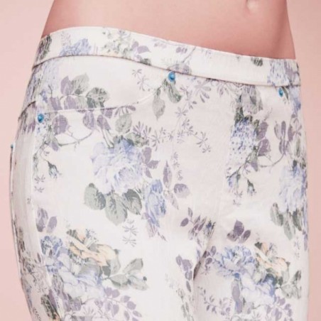 Leggings donna Philippe Matignon floreale su jaquard tasche sul retro
