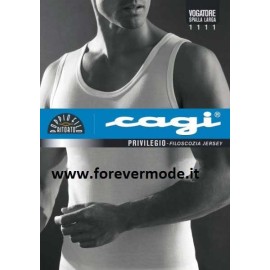 Canottiera uomo Cagi spalla larga a costina in filo di scozia