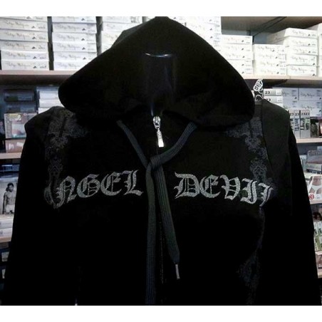 Felpa donna Angel Devil con stampa logo tasche e cappuccio