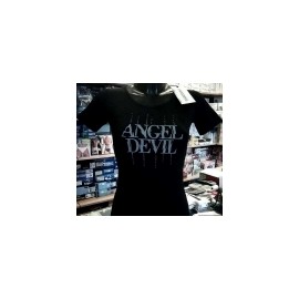 T-shirt donna Angel Devil manica corta a girocollo in cotone con stampa logo e strass 2