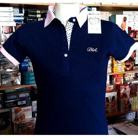 Polo donna Baci & Abbracci con logo ricamato e stampa sul collo