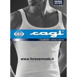 Canottiera uomo Cagi spalla stretta in puro cotone a costina