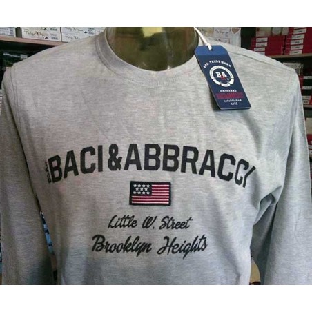 T-shirt uomo Baci & Abbracci manica lunga a girocollo in cotone con stampa e bandiera