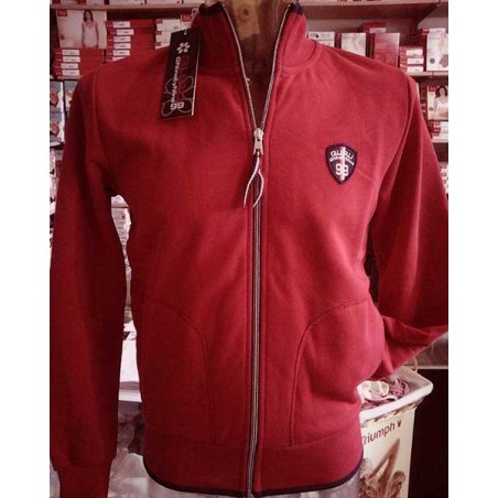 Felpa uomo Guru con zip e logo cucito, profili in contrasto