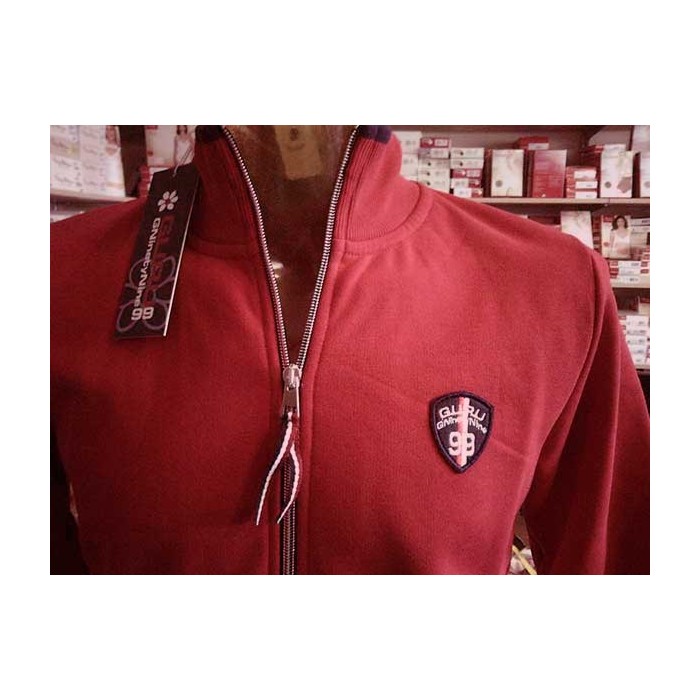 Felpa uomo Guru con zip e logo cucito, profili in contrasto