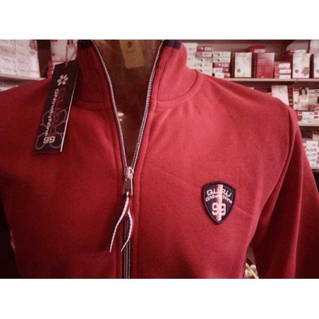 Felpa uomo Guru con zip e logo cucito, profili in contrasto