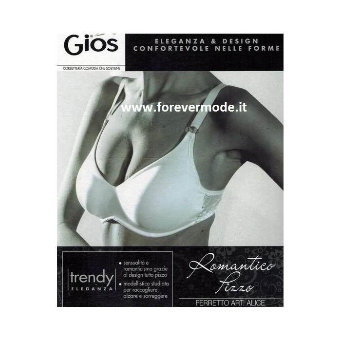 Reggiseno donna Gios in pizzo con ferretto invisibile che dona il massimo comfort