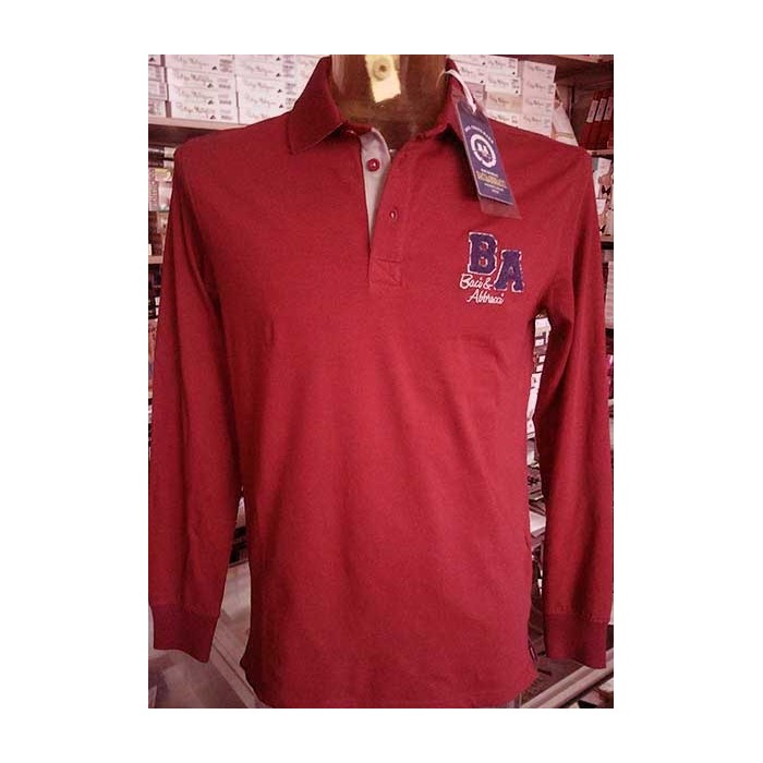 Polo uomo Baci & Abbracci manica lunga con logo e stampa collo