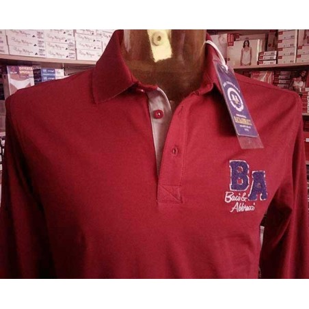 Polo uomo Baci & Abbracci manica lunga con logo e stampa collo