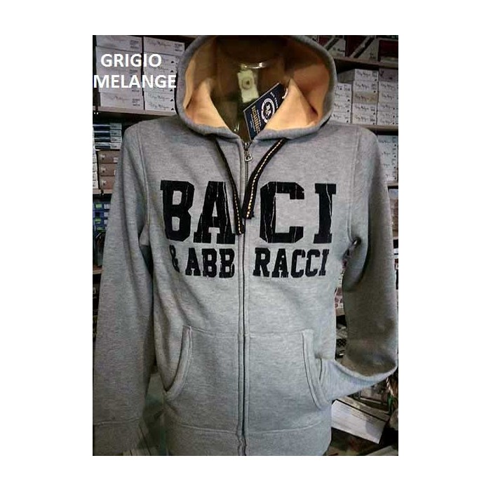 Felpa uomo Baci & Abbracci con stampa logo tasche e cappuccio