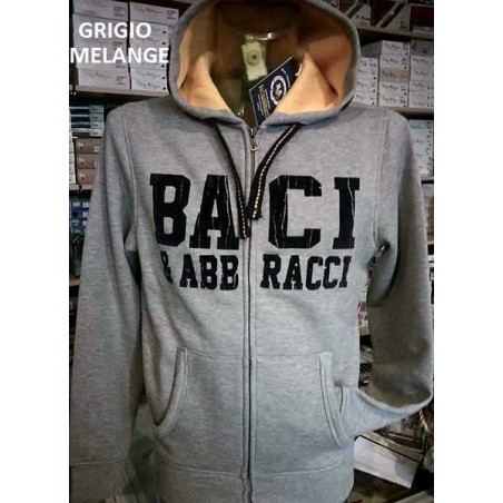 Felpa uomo Baci & Abbracci con stampa logo tasche e cappuccio