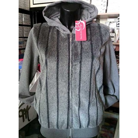 Felpa donna Baci & Abbracci con pelliccia, tasche e cappuccio