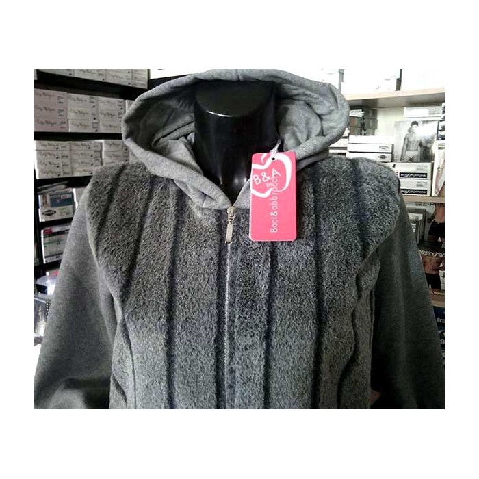 Felpa donna Baci & Abbracci con pelliccia, tasche e cappuccio