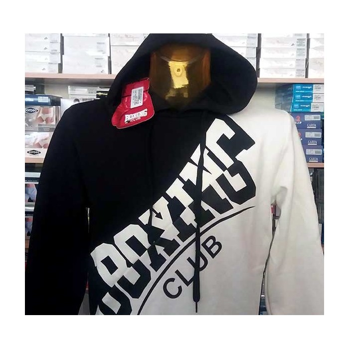 Felpa uomo Boxing bicolore con logo stampato e cappuccio
