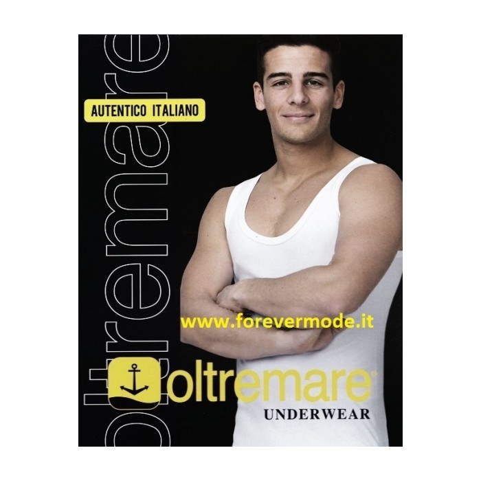 4 Canottiere uomo Oltremare spalla larga in cotone bi-elastico