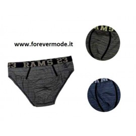 3 Slip uomo Rams 23 in cotone con motivo rigato ed elastico logo