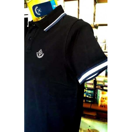 Polo uomo Baci & Abbracci con logo frontale e collo bordi rigati