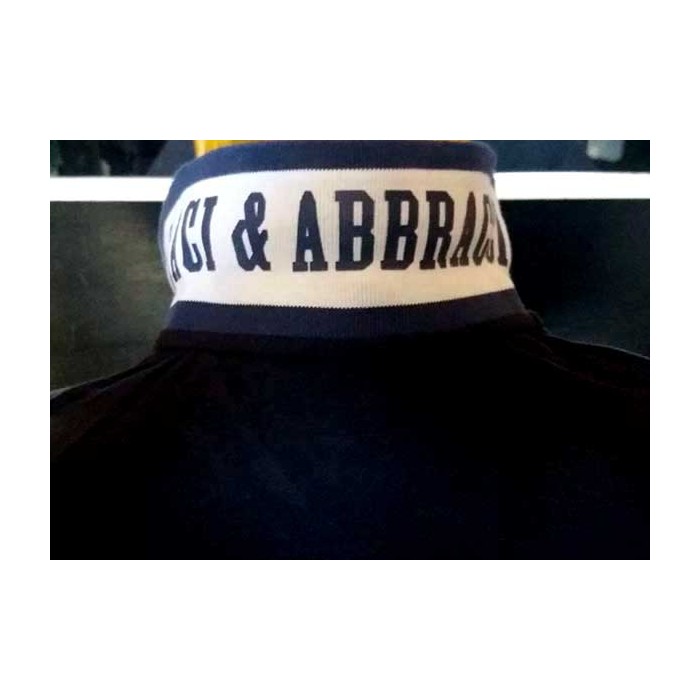 Polo uomo Baci & Abbracci con logo frontale e collo bordi rigati