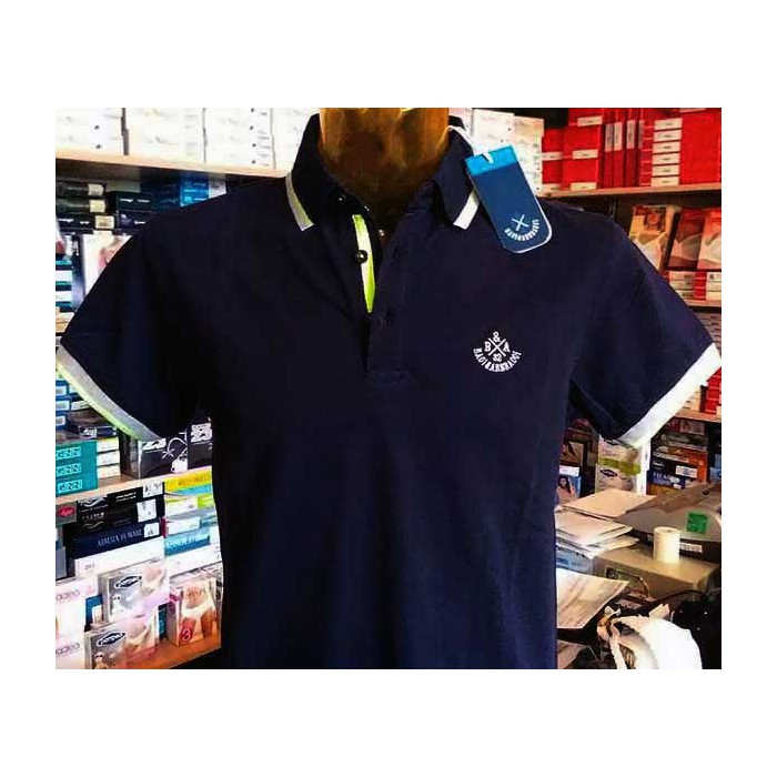 Polo uomo Baci & Abbracci con logo ricamato e stampato sul collo