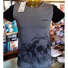T-shirt uomo Angel Devil manica corta a girocollo con logo e stampa teschio