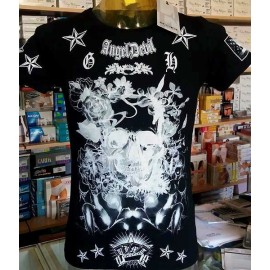 T-shirt uomo Angel Devil manica corta a girocollo con stampa grande e logo