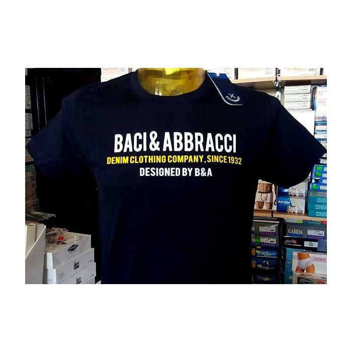 T-shirt uomo Baci & Abbracci manica corta a girocollo con stampa logo frontale