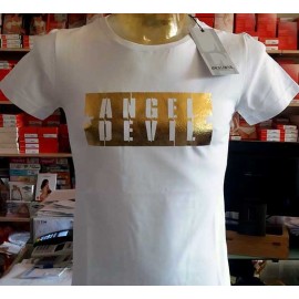 T-shirt uomo Angel Devil manica corta a girocollo con stampa ORO