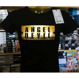 T-shirt uomo Angel Devil manica corta a girocollo con stampa ORO