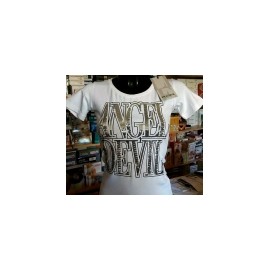 T-shirt donna Angel Devil manica corta a girocollo con logo in paillettes 2