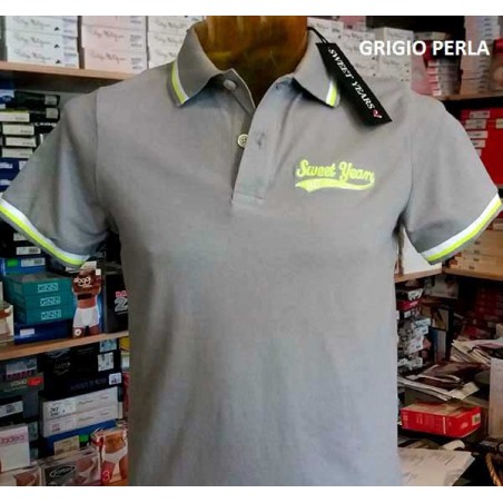 Polo uomo Sweet Years manica corta con logo e stampa sul collo