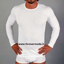 T-Shirt uomo FDB manica lunga a girocollo in cotone aderente