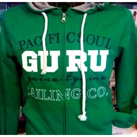 Felpa uomo Guru aperta con logo ricamato, tasche e cappuccio